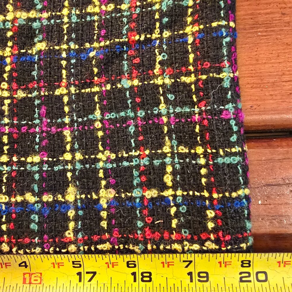 Skirt Tweed Black Yellow Green Red Blue Lined A-line Chaus size 12 1990s NWT Vtg - Picture 14 of 14